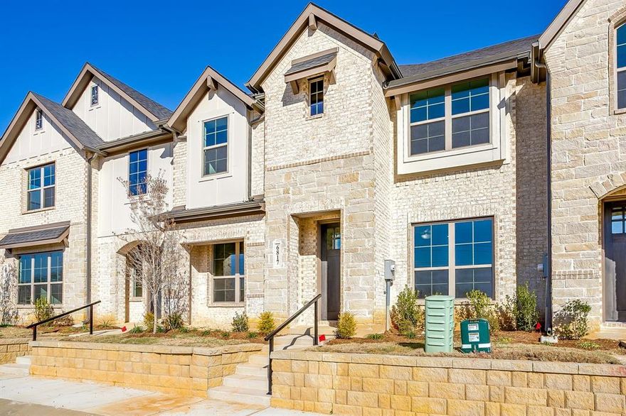 Discover effortless elegance in this modern townhome at Knight’s Landing on Eden Rd. A timeless mix of brick and stone, a striking 8-foot Craftsman door, and a rear-entry two-car garage make a memorable first impression.
Entertain with ease. The open-concept main level showcases durable luxury vinyl plank flooring and a chef-inspired kitchen—complete with an oversized island, stainless steel appliances, custom-painted cabinetry, subway-tile backsplash, gleaming quartz countertops, and a walk-in pantry. A chic powder bath adds extra convenience.
Retreat upstairs. Your serene primary suite feels like a private spa with an expansive double vanity, designer 12 × 24 tile, a glass-enclosed shower, and a generous walk-in closet. Two additional bedrooms share a well-appointed bath with dual sinks, while an upstairs utility room keeps laundry day simple.
Love where you live. Nestled in a fast-growing, amenity-rich neighborhood, you’re minutes from cafés, restaurants, grocery stores, parks, and scenic walking trails. Whether you’re beginning a new chapter or looking to right-size in style, this Knight’s Landing townhome offers the perfect blend of luxury, convenience, and location.

Ready in May!