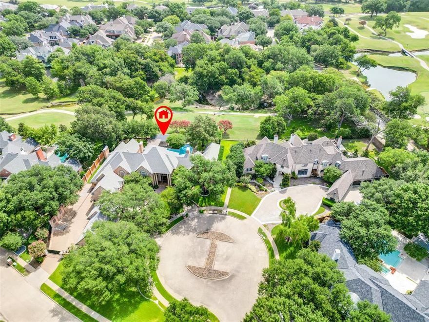 This stately traditional home is perfectly positioned on a prime .82-acre golf course lot overlooking a beautiful fairway and trees beyond.  Built in 1988 it boasts 5 bedrooms, 7 full baths, 2 half baths, study, 4 living areas. Extensive hardwood floors.  Vaulted ceilings.  Walls of windows. Living room has a huge fireplace, ornate coffered ceiling, French door to patio.  Dining room has a massive brass chandelier, hand troweled walls, pocket doors. Breakfast room is open to the kitchen and family room; has 3 French doors to patio.  Family room has large wet bar, brick fireplace, wine closet.  Master bath has his & her bath areas, walk-through steam shower, large closets. First floor secondary bedroom has a kitchenette, Murphy bed and full bath.  3 bedrooms upstairs, 2 with ensuite baths.  Huge game room.  6-car garage.  Gated motor court.  Lovely yard.  Massive diving pool with raised spa.  Outdoor pool bath. Ramada with gas grill. Close to shopping and restaurants.