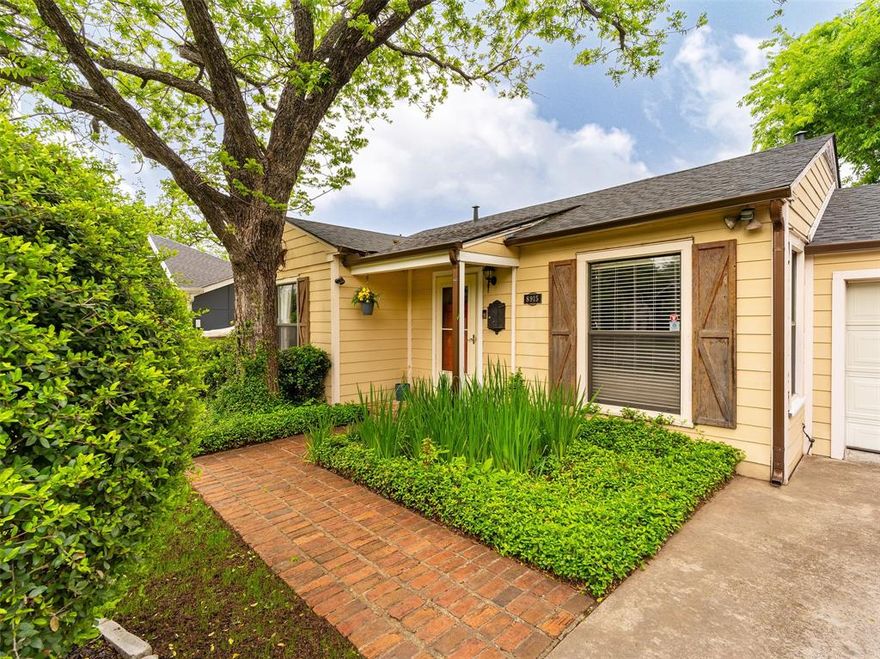Discover the perfect blend of updated comfort and classic charm at 8915 Diceman, a rare and delightful cottage nestled in the highly sought-after Little Forest Hills neighborhood. Located just steps from White Rock Lake and the Dallas Arboretum, this home offers easy access to the very best adventures East Dallas has to offer. Step inside to find beautiful original hardwood flooring and an inviting decorative fireplace that anchors the living space. The home features two spacious bedrooms that share a stylishly updated guest bathroom, complete with striking green tile. For the home chef, the bright, modernized kitchen includes a lovely dining area with views of the patio and the vast backyard. The primary suite is a standout feature of this property, offering a level of space and luxury rarely found in this area. It includes a comfortable sitting area, a 6 x 12 walk-in closet with high ceilings, and French doors that lead directly to the patio. The private en suite bathroom is equipped with dual sinks, a separate shower, and a soaking tub, providing a perfect space for relaxation. The expansive, pool-sized private yard serves as an outdoor oasis, featuring a generous covered patio designed for effortless entertaining. Recent mechanical improvements ensure peace of mind, including multiple HVAC unit replacements in 2022 and 2025 and a roof and gutter replacement completed in 2023. An additional unique feature is the lovely courtyard perfect for a zen moment to soak up sunshine or to use as a functional gardening space. The deep lot also offers a storage shed and significant potential for future expansion. Residents of Little Forest Hills enjoy a tight-knit community feel with the added security option of an Expanded Neighborhood Patrol. This precious East Dallas gem is the ultimate trifecta: impeccable charm, modern updates, and an unbeatable location near the lake.