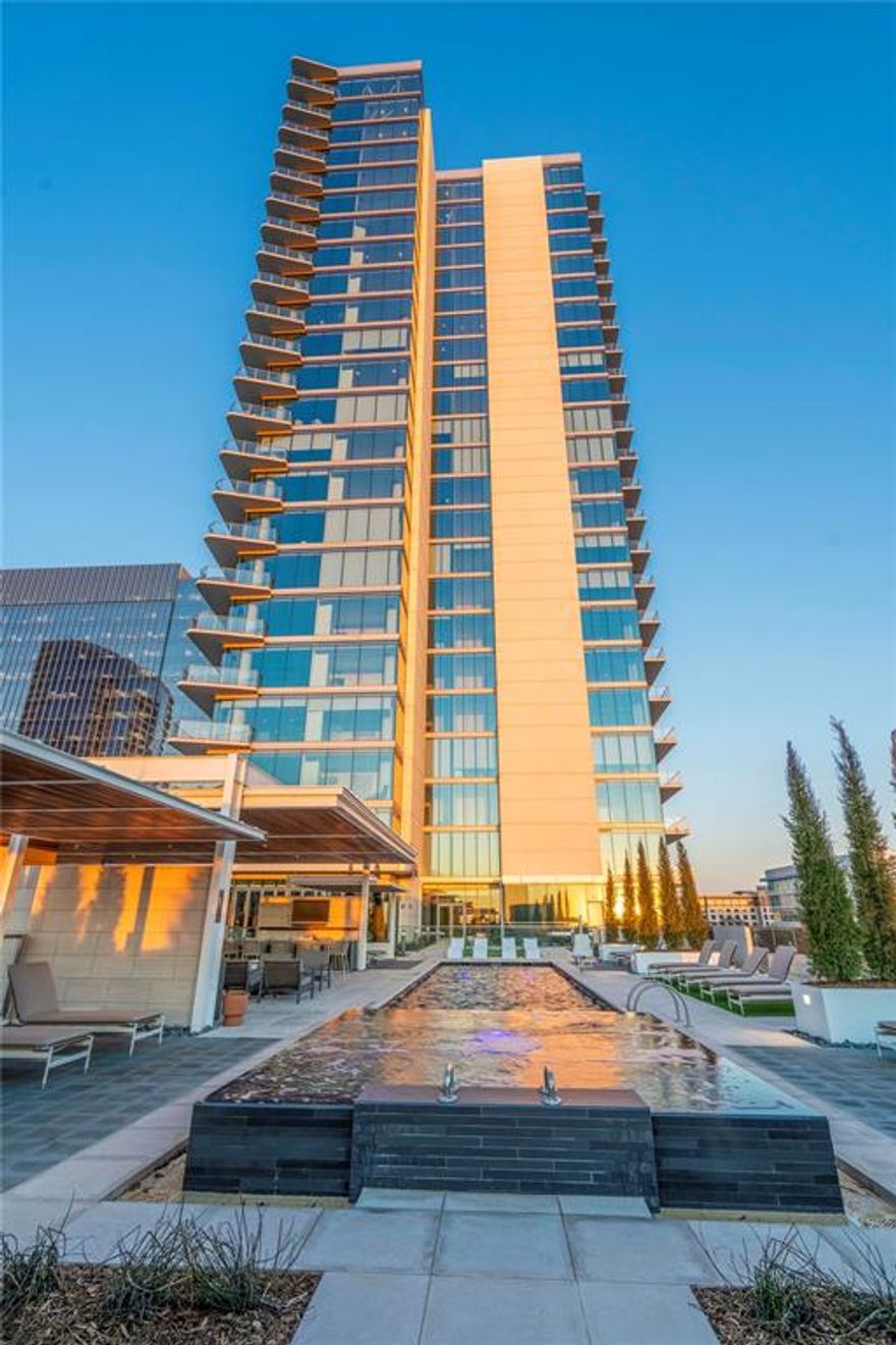 Penthouse unit on the 26th floor. Spectacular Panoramic Northwest Views. 12 foot high ceilings. 3 bedroom. 3.5 Bath. 3,793 sf interior living. 954 sf exterior living. 4,747 sf total living. Floor plan Unit M. Windrose Tower is a luxury high-rise residence overlooking 400,000 square feet of exciting shopping, dining, and entertainment options of Legacy West in Plano, Texas.  Now completed and move-in ready, the glass tower’s architecture is a marriage of classic and contemporary, reflecting an understated elegance. For a lifestyle of leisure and luxury, Windrose Tower offers freedom to those bold enough to seize it, with impeccably appointed homes filled with natural light, open spaces, and oversized balconies.