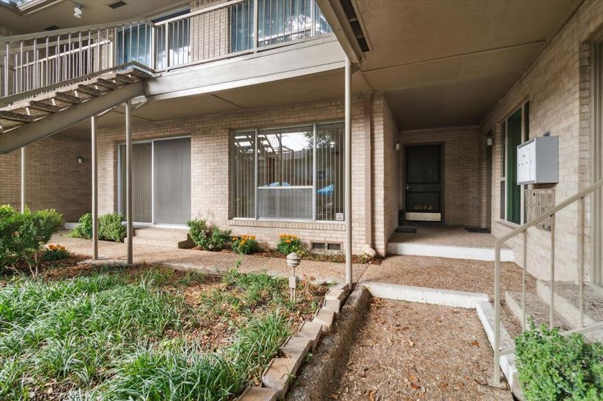 HOA DUES INCLUDE ALL UTILITIES, exterior maintenance, grounds upkeep, and common areas. GREAT LOCATION! UPDATED! ALL NEW APPLIANCES INCLUDING WASHER AND DRYER! FRESH PAINT AND NEW CARPET! Not only is this condo secluded, it is also centrally located with easy access to Central Expressway. This downstairs unit has it all, and looks out over the pool and courtyard! This well-maintained 2 bedroom, 2 bath unit offers incredible storage space and the convenience of an assigned covered parking spot, a true bonus in this area. The pool area is gated and centrally located in the complex along with a charming courtyard, perfect for relaxing or hosting gatherings. The kitchen also has new butcher block  countertops and appliances including a cooktop, built-in oven, vent hood, dishwasher, washer and dryer. The primary bedroom offers an abundant walk in closet space. The dining, living area add charm and functionality. Ample on street parking is available right outside for your guests, and bike trails offer a great way to stay active just right outside your door. This prime location offers easy access to Highway 75, 635, and 190, and is just minutes from top destinations like NorthPark Center, Mockingbird Station, Highland Park Village, and Preston Hollow Village. Restaurants, retail, and shopping are all at your fingertips!