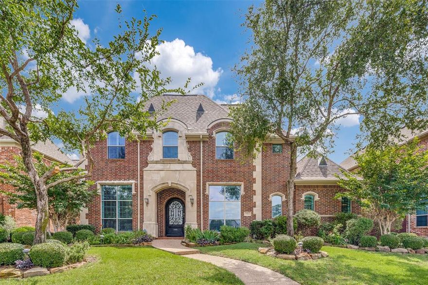 Welcome to this stunning custom home in Deerfield North, Plano! This meticulously maintained former model offers 4 bedrooms and 4.5 bathrooms in one of Plano’s most prestigious communities, served by top-rated Frisco ISD and showcasing an award-winning floor plan. Perfectly positioned facing a serene park, the home features beautifully landscaped gardens, extensive stonework, and a charming pergola. Inside, you’ll find luxurious updates throughout, including hand-scraped hardwood floors, plantation shutters, marble flooring, and custom drapery. The gourmet kitchen is a chef’s delight, equipped with stainless steel appliances, a double oven, and a gas cooktop. Spacious secondary bedrooms, a game room, and a media room provide plenty of room for living and entertaining. Located just minutes from Highway 121 and the Dallas North Tollway, the home offers quick access to premier shopping, dining, and entertainment. Don’t miss your chance to make this exceptional property yours!