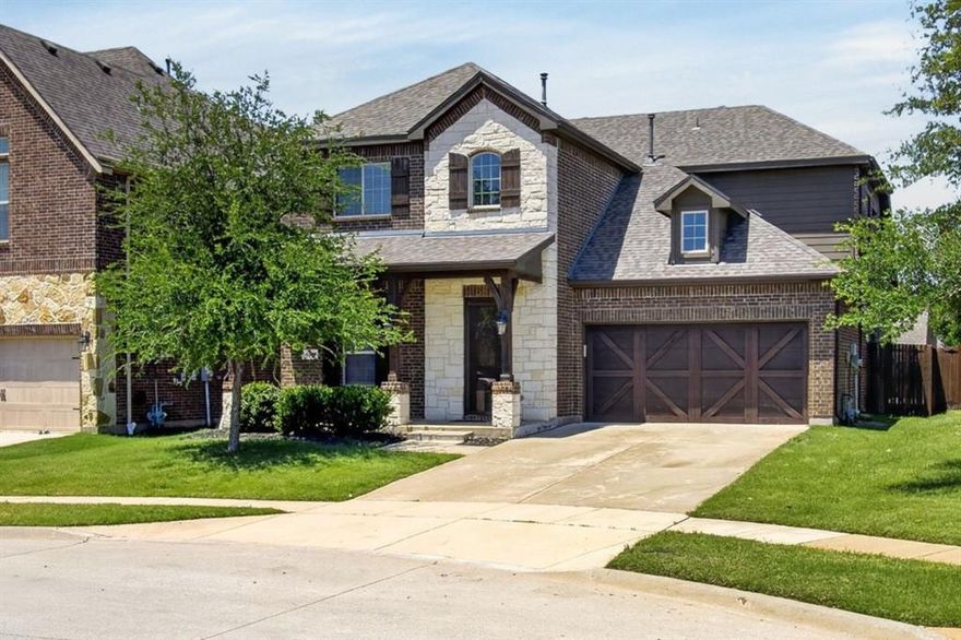 Welcome to 10204 Marathon Court — a tucked-away cul-de-sac retreat zoned to the highly sought-after Prosper ISD and nestled in one of McKinney's most desirable communities, The Highlands at Westridge. From the moment you arrive, this executive-level home impresses with its thoughtful updates, luxury finishes, and a warm, inviting atmosphere that simply feels like home.

At the heart of the main level, a cozy fireplace anchors the living area and opens naturally into a stunning eat-in chef's kitchen, where an oversized quartz island takes center stage — equally at home for rushed weekday mornings as it is for hosting a Saturday dinner party. The primary suite offers a serene downstairs escape overlooking a private backyard with a generously sized walk-in closet. A dedicated home office and guest half bath round out a main-level layout designed with intention.

Head upstairs to find three additional bedrooms with generous closets alongside a spacious loft that adapts effortlessly to your lifestyle — a playroom, second lounge, or anything in between. Split bedrooms upstairs include 2 full bathrooms. 

Step outside and leave yard work behind for good. The professionally built covered patio with a ceiling fan and ambient lighting sets the scene for evening gatherings or quiet mornings with coffee, all overlooking a lush artificial turf yard that stays pristine year-round without lifting a finger. Just beyond your doorstep, Prestwyck Park, the community pool, and scenic trails are all within walking distance — making it easy to stay active, connected, and outdoors.