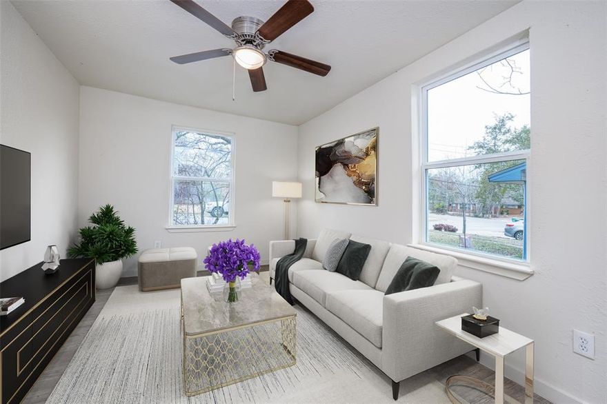 Completely updated home located close to two major universities. This adorable home has new
floors, new energy efficient windows, new HVAC, fresh paint and open concept living all located
close to I35E for easy commutes into DFW metroplex. Brand new kitchen includes new
cabinets, countertops and updated bathrooms include new fixtures. Split bedroom floor plan
provides privacy for roommates and guests. Large utility room has extra storage space and
plenty of room for full-sized washer and dryer. Oversized deck is great for entertaining,
meditating, or hosting a music session. Large backyard provides ample space for four-legged
friends with room for gardening or building another home. Appliance package will be provided.