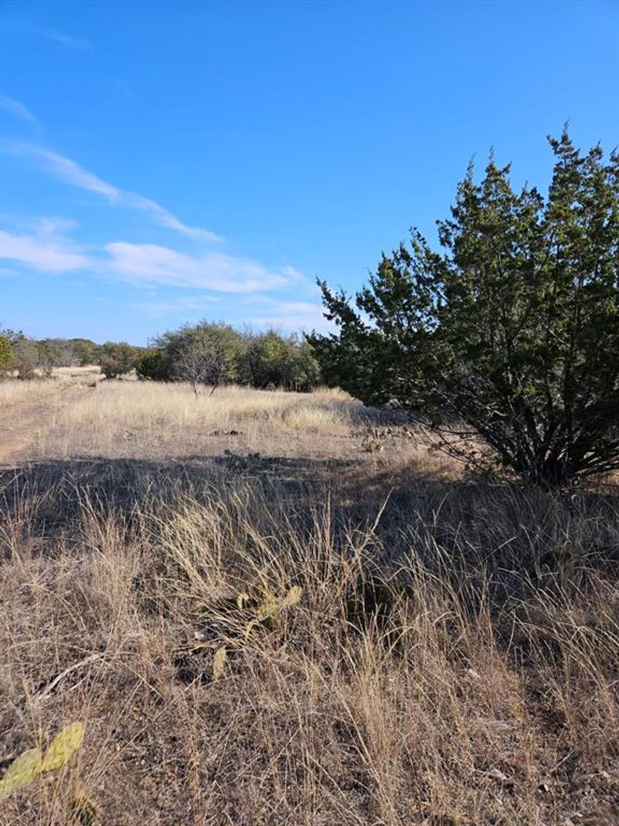 This large corner lot, surrounded by beautiful trees, is a wonderful piece of property near Lake Brownwood and The Hide Out. It comes with a 2011 camper trailer that has solar power and a cozy wood-burning stove, making it perfect for weekend getaways. There's also a handy storage shed on site. Enjoy the peace of nature with plenty of wildlife around, yet it's just a short drive away from the city for convenience.