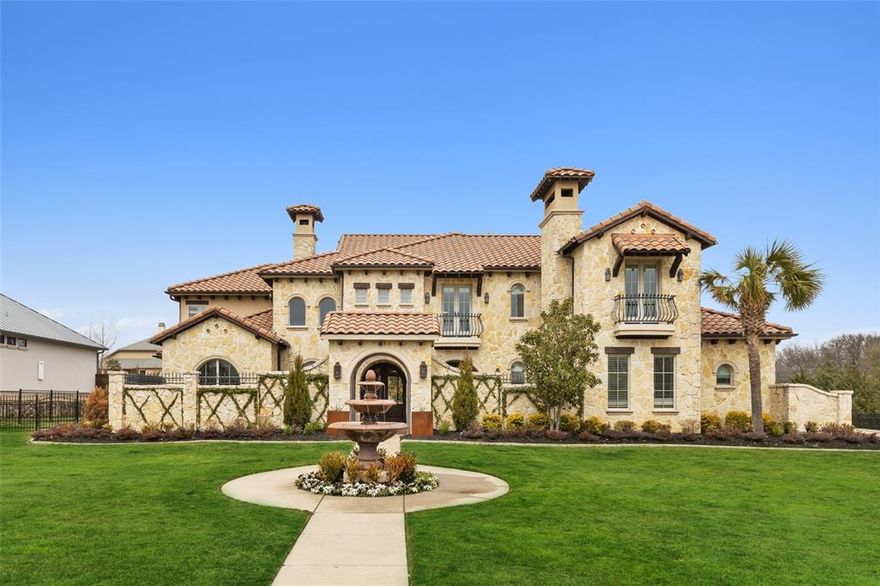 Beautifully maintained & updated Mediterranean home in highly sought out Stoneleigh Neighborhood. Located in an oversized cul-de-sac lot, this home has everything you want. Front courtyard provides extra privacy for perfect evening around the outdoor fireplace. Putting green recently installed in courtyard for additional entertainment. Step inside to stunning formal dining room and wine cellar w built in wine fridge. Office allows plenty of space & privacy to work from home. The heart of this home is the kitchen and great room w the perfect set up to entertain! Wolf gas range, double ovens, water filter, ice machine, and built in Thermador fridge freezer in kitchen. Master & guest bedroom down, guest rm can be used as home gym or guest suite, w ensuite bath. Master bath is newly remodeled w stand alone tub and large shower. 3 bedrooms, 2 full baths upstairs w game rm AND media rm. Lush landscaping surrounds pool and hot tub, sports court, and large outdoor living area.