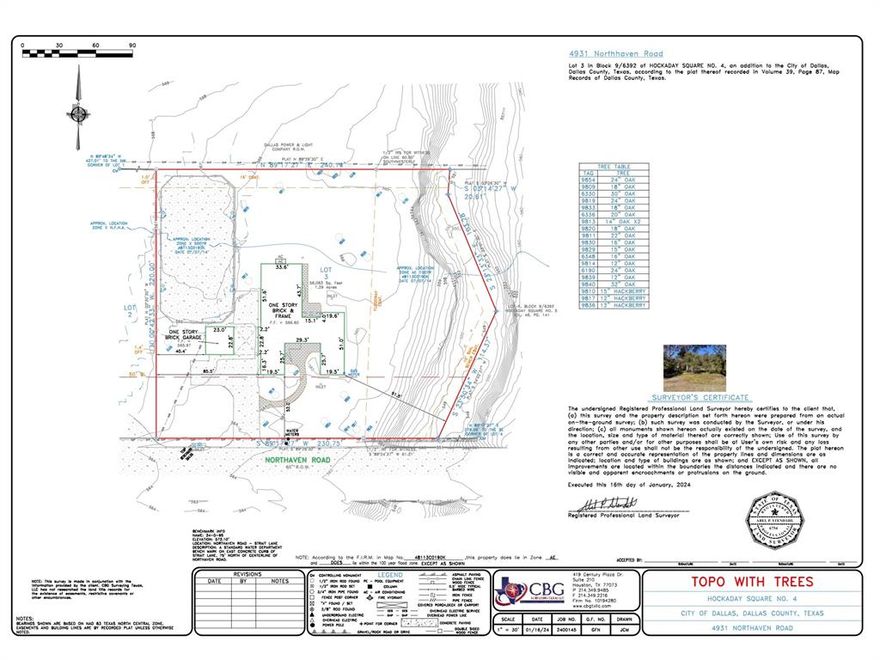 Fabulous rectangular lot located in the private school cooridor ready for your dream home!  Just over an acre this cleared lot is located off the Northaven Trail with a tennis court on the property.  The beautiful treed property also borders a creek to one side.  See attached, detailed survey with elevations and trees. Survey shows lot size 1.29 acres vs tax records at 1.16 acres.
