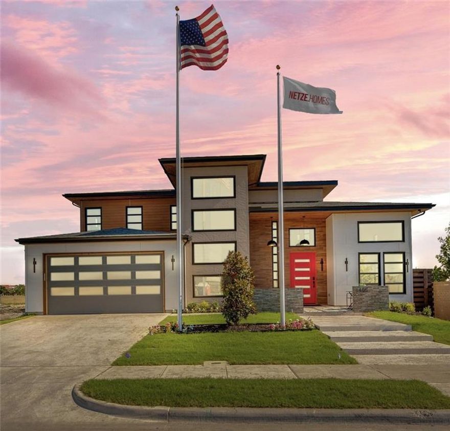 Move-in ready in May 2026 and great buyer incentives available! Experience modern living in this exquisite 5-bedroom, 4-bathroom single-family residence by Netze Homes. Spanning 3,844 sqft, this meticulously designed home built from American steel features an open layout with three spacious living areas and a sophisticated dining area. Enjoy cooking and entertaining in the gourmet kitchen equipped with a large island and pantry. The luxurious primary suites offer ample walk-in closets and privacy. This beautiful home was designed by a world-renowned architect and has amazing luxury elements throughout. Inquire about our rate buy-down today! Set on a cul-de-sac with a sprawling backyard, the property includes a covered patio and an uncovered courtyard for outdoor gatherings. Energy-efficient heating and cooling systems ensure year-round comfort, while the luxury vinyl plank floors add a contemporary touch. This home is part of the highly regarded Melissa ISD, with easy access to local schools and amenities.