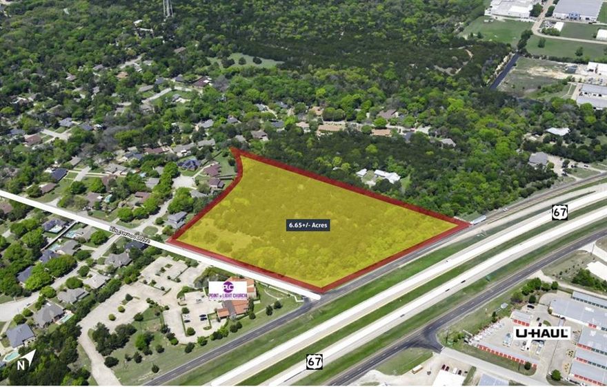Vanguard Real Estate Advisors (VREA) has been exclusively retained to present the opportunity to acquire 6.65 acres located along Highway 67 (approximately 550 LF), offering unparalleled visibility and accessibility. The address is 1051 South J Elmer Weaver Freeway, Cedar Hill, TX. 

The highly desirable Site is zoned Neighborhood Service, a zoning class which allows uses such as retail, office or personal service needs. This represents an exceptional opportunity to acquire a commercial site with excellent Highway 67 visibility in one of DFWs fastest growing cities at a price of only $9.50 per square foot.