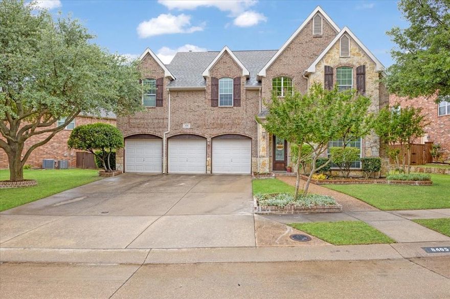 Beautiful and spacious home with an open floor plan and elegant formal living and dining areas featuring double crown molding and detailed picture frame molding. The island kitchen offers granite countertops, abundant cabinetry, and extensive counter space, along with a butler’s pantry or coffee bar accented by glass-front cabinets and a large walk-in pantry. A sweeping staircase with wood steps and wrought iron spindles creates a stunning focal point. The home opens into a huge family room with two-story ceilings, ceiling fan, and an abundance of natural light from large windows. A beautiful fireplace with gas logs, mantel, and hearth anchors the space, complemented by gorgeous wood flooring. The first floor includes a private guest bedroom and full bath. Upstairs, the primary retreat is set behind double doors and includes two versatile bonus rooms, ideal for an office, nursery, or exercise space. The spacious primary suite features an ensuite bath with a double-sided fireplace, jetted tub, separate glass shower, dual vanities with granite countertops, and a large walk-in closet. Two secondary bedrooms are thoughtfully separated from the primary suite and share a Jack-and-Jill bathroom. A generous loft provides additional space for a game room or media area. Enjoy outdoor living with both a covered patio and a side patio, all overlooking a large backyard with plenty of room to add a pool. Conveniently located and very close to Bennett Elementary School, Stonebridge Aquatic Center, and nearby pickleball courts. Buyer and Buyer’s Agent to verify all information, including but not limited to, square footage, schools, and property details. Information is deemed reliable but not guaranteed.