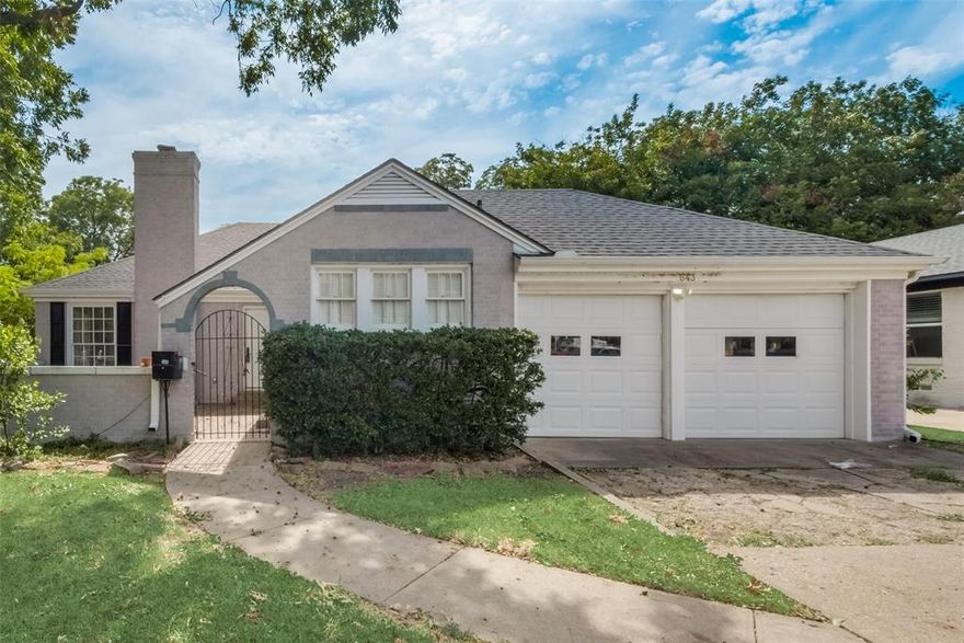 Welcome to this charming two bedroom home within a few minutes walk to White Rock Lake, in the Peninsula neighborhood of Lake Highlands! This cozy gray brick home exudes charm that can’t be beat, featuring hardwood floors, a fireplace, crown molding & much more. The eat-in kitchen features a gas cooktop & plenty of room to prepare meals. Enjoy ample windows throughout that bring in natural light, including the spacious living area & extra living room ~ office space. Outside to discover a courtyard with plenty of seating areas perfect for entertaining or simply enjoying some peace and quiet with nature. An ELECTRIC GATE not only provides security but also leads you into your large backyard complete with additional parking in back - plus one car garage! Prime location just minutes away from dining and shopping at Lakewood Shopping Center or Dallas Arboretum. Don't miss out on this unique opportunity to own a piece of history near White Rock Lake - call today!
