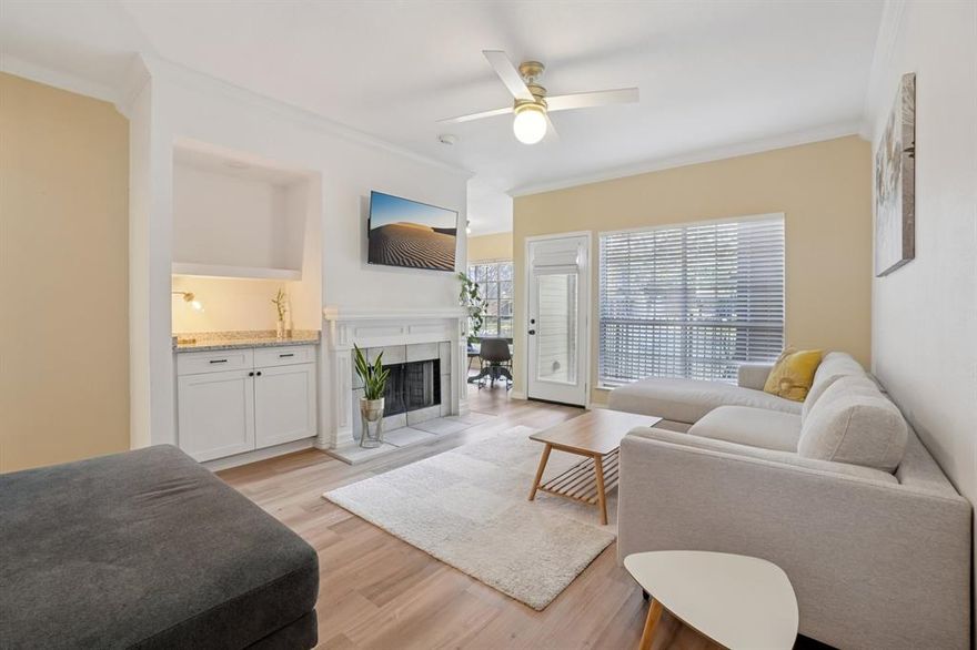 If you’ve been waiting for the right condo to hit the market, this is it!
This beautifully UPDATED, GROUND-FLOOR, condo makes getting your foot in the door of home ownership not just smart, but also stylish. Whether you’re buying your first place or looking for the perfect lock-and-leave second home, this one checks every box.
Inside, the kitchen feels straight out of a design magazine with crisp white cabinetry, subway tile backsplash, granite countertops, and updated fixtures. The bathroom shines with quartz countertops, custom cabinetry, and a spacious tub-shower combo. Luxury vinyl plank flooring runs throughout, complemented by all-new fans and light fixtures - and a brand-new HVAC system means peace of mind from day one.
All the big-ticket items? Done.
What’s left is the fun part! Bring your paint brush and personal style to make it unmistakably yours.
And the real magic? The VIEW.
Step into the dining area or out onto your covered patio and take in the peaceful pond, fountain, and visiting ducks. Morning coffee and evening wind-downs just hit differently here.
Enjoy unbeatable Addison convenience with immediate access to the Dallas North Tollway and George Bush Turnpike, endless nearby dining options, covered parking right at your front door, and an HOA that includes water, basic cable, and exterior building insurance.
Style. Location. Value. While not every listing is moving fast, this one will! Schedule your showing before someone else does.