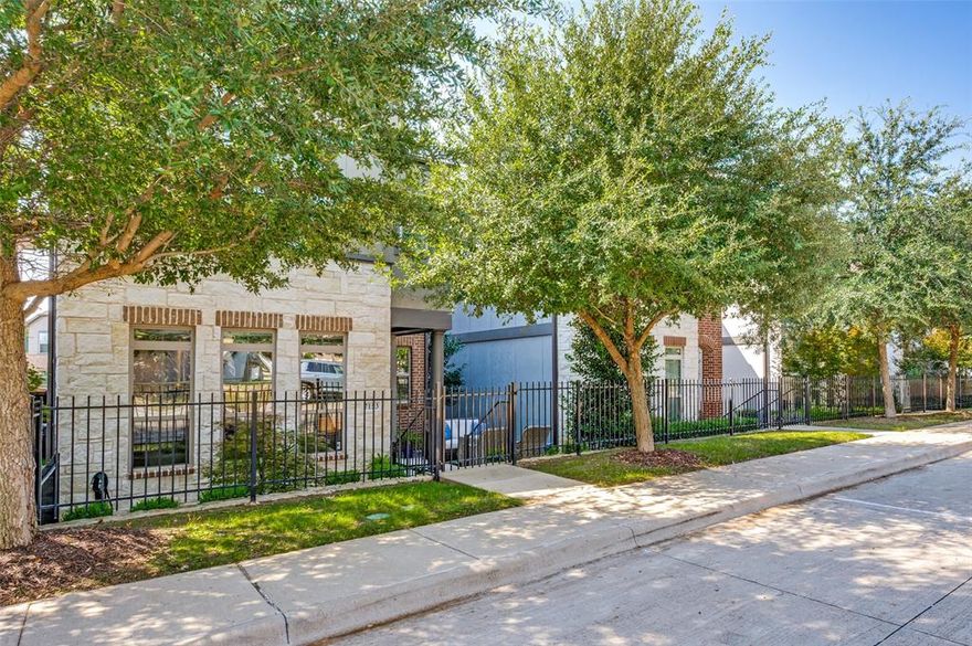 A contemporary three-story gem designed for effortless living and stylish entertaining. This home features a standout third-floor covered patio with built-in gas grill and outdoor refrigerator, perfect for hosting or relaxing under the stars. Just inside, a media room creates the ideal indoor-outdoor connection. With only a two story home to the West, there is ample natural light.

The modern island kitchen offers stainless steel appliances, sleek range hood, and an inviting eat-in area. Wood flooring runs throughout the first floor, complemented by recessed lighting and custom window treatments that enhance both comfort and style.

The second-floor primary suite serves as a private retreat with thoughtful separation from additional bedrooms. Outdoor living continues with a beautifully landscaped, spacious patio, ideal for entertaining or quiet evenings.

Practical features include an attached garage with built-in storage and shelving, plus dedicated street parking at the back of the home for guests. Designed for low-maintenance, lock-and-leave living, this residence is just steps from dining, shopping, and outdoor recreation.

Whether relaxing in the gated front entry, entertaining on the landscaped patio, or gathering on the expansive third-floor deck, Copperleaf offers the ultimate Dallas lifestyle.