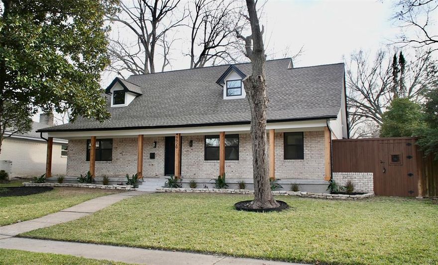 Located in the heart of Lake Highlands, this beautifully renovated five-bedroom, two-story home is thoughtfully designed for modern living. The open floor plan showcases a chef-inspired kitchen with a large gas cooktop, upgraded Electrolux appliances, quartz countertops. A walk-in pantry laundry room were added for convenience. One of the main highlights of this property is the first-floor primary suite, complete with a luxurious en-suite bathroom featuring a freestanding tub, walk-in shower. Two additional downstairs bedrooms and a full bath provide flexible living options. Upstairs offers two additional spacious bedrooms with walk-in closets, one full bath upstairs with an additional finished attic space ideal for a home office or fitness room. Another unique feature of this home is the detached garage or workshop with an oversized bay door, 10-foot ceilings, air conditioning via two Lennox mini-split HVAC units. The backyard is perfect for entertaining, complete with a custom outdoor bar, LED lighting. The large glass doors opening from the house to a shaded patio for seamless indoor-outdoor living. Other upgrades include a new downstairs HVAC system, new electrical wiring throughout, a high-capacity hot water tank, new insulation, and upgraded energy-efficient windows.