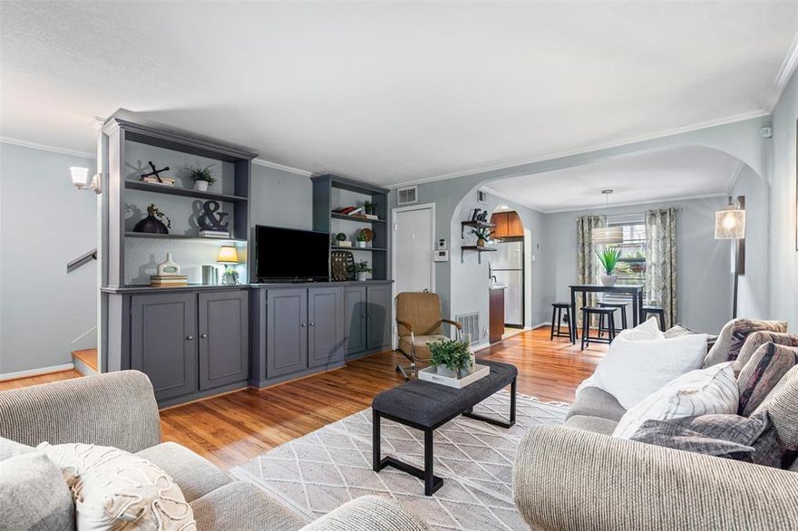 Located in the tree-lined Westbury Park community in Oak Lawn, this thoughtfully updated two-story condo in Dallas offers the perfect blend of style, convenience, and low-maintenance living in one of the city’s most connected neighborhoods. There are rich hardwood floors throughout and a full wall of built-ins anchor the main living and dining space, creating a warm yet functional layout ideal for everyday living or entertaining. A main-level half bath provides added convenience for guests. The kitchen blends style and practicality with granite countertops, stainless steel appliances, custom cabinetry, under-cabinet lighting, and generous storage perfect for buyers looking for a move-in-ready condo in Oak Lawn. Upstairs, both bedrooms feature hardwood floors, including a primary bedroom with dual closets. The hall bath offers a warm wood-tone vanity and floating shelves for added storage and style. A full-size laundry closet accommodates a washer and dryer for everyday convenience. Step outside to your private brick patio, ideal for grilling, container gardening, or relaxing in a quiet outdoor space. A gated walkway provides direct access to covered parking, making daily arrivals and departures simple and secure. Westbury Park is a gated Oak Lawn condo community known for its mature trees, beautifully maintained grounds, and community pool. The HOA includes blanket insurance on the structure, water, sewer, trash, and grounds maintenance, creating a true lock-and-leave lifestyle for busy professionals, frequent travelers, and buyers seeking low-maintenance living. This Dallas condo near Love Field is also minutes from Uptown Dallas, the Medical District, Highland Park Village, the Katy Trail, and some of the city’s best dining, shopping, and nightlife. Whether you're a first-time buyer, downsizer, or someone seeking an easy lock-and-leave home in Oak Lawn, this property offers a rare combination of location, functionality, and value.