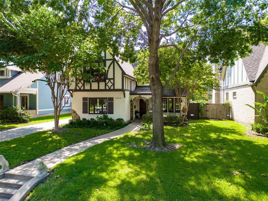 Custom-built masterpiece by English Heritage Homes, this residence showcases timeless design, superior craftsmanship, and thoughtful updates. Elevated ceilings, expansive windows, and gleaming hardwood floors fill the home with light and warmth. The chefs kitchen boasts honed marble countertops, Viking appliances, a spacious storage island, and freshly painted finishes that flow seamlessly into the living area. Windows capture views of the covered patio, heated pool, and two-car garage with built-in shelving, while dual covered porches extend the living space outdoors. The primary suite is a serene retreat with a sitting area, private balcony, and spa-like marble bath featuring a clawfoot tub and dual vanities. Recent upgrades include freshly painted kitchen and living areas (2025), two new water heaters with circulation pump for instant hot water (2024), resurfaced pool, new automatic gate operator, stamped concrete patio, and new pool equipment (2024) for year-round peace of mind. Solid wood doors, honed marble countertops, marble tile, and hardwood floors showcase timeless quality and sophistication. Just around the corner from the new Geneva Heights Elementary and Tietze Park, this home offers charm and convenience in a walkable East Dallas neighborhood near Greenville Avenue, Lakewood Shopping Center, and White Rock Lake. Move-in ready, this home blends classic elegance with modern comfort in a premier location.