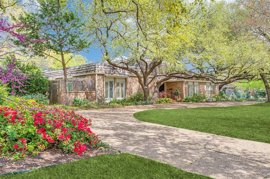 This iconic Melissa Lane home boasts a highly desirable location siding on Strait Lane, & built on a .79 acre heavily treed lot.  The wide entry opens to the magnificent Great Room, in the center of the home, with high beamed ceiling & an impressive fireplace. A wall of glass is across the back, providing views of the large covered patio, beautiful treed backyard, large heated pool & cabana, surrounded by the grassy lawn. A lovely private garden is on the west side of the home. The interior of the home has been perfectly designed, all very high quality, well appointed, & extremely functional, from the well equipped chef's kitchen, featuring a large quartzite island w farmhouse sink & breakfast bar, and top Thermador appliances, to the spacious breakfast room with fireplace & view of the patio and entire backyard. The kitchen also boasts a deep walkin pantry w barn doors. A black granite butlers pantry features a sink, sonic ice maker & glass front cabinets, is perfectly positioned between the kitchen & dining room. Adjacent to the kitchen is a large den with a wall of builtin cabinets, also featuring multiple builtin speakers. A gorgeous powder bath is adjacent to a third living area or sitting room on the west side of the home. Beyond that is an appealing office space, adjacent to the luxurious primary bedroom suite.  The primary suite features 2 walkin closets, 2 beautiful marble top sink cabinets plus a custom dressing table, a jetted tub, a rainhead shower & Toto washlet. A second ensuite bedroom opens to the sitting room as well. Two other bedrooms are on the opposite side of the home, featuring builtin closets, with an updated twin sink bathroom with shower in between.