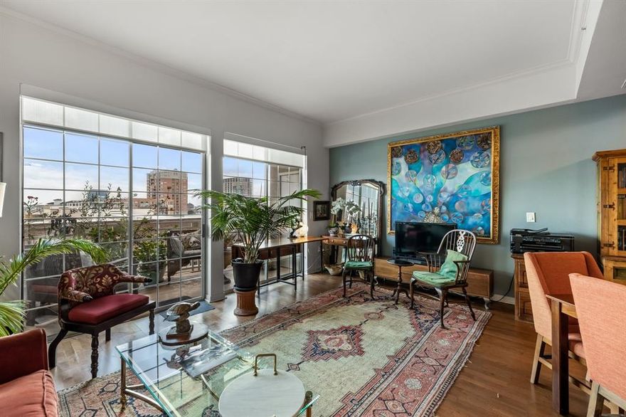 This popular 2 bedroom, 2 full bath Florence floorplan unit is available in the sought after high rise community of The Renaissance on Turtle Creek. Harwood floors throughout the living room and bedrooms. Both bedrooms feature walk in closets and ensuite bathrooms. Kitchen has tumbled marble backsplash, granite countertops, and wine fridge. Relax on the balcony and enjoy the view of downtown.  Amenities include 24 concierge and security, valet parking, EV charging stations, dry sauna, 2 pools, hot tub, business center, gym, and guest suites rentals for short term guest stays .The unit comes with two parking spaces. Located in the heart of Dallas's Oak Lawn neighborhood, adjacent to the Turtle Creek Park and the Katy Trail.