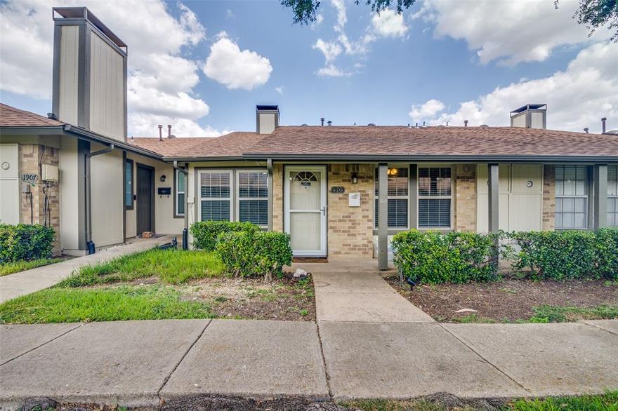 Move-in ready 2-bed, 2-bath one-story townhome in quiet Town North Village! Freshly painted with a spacious layout featuring two living areas, a cozy fireplace, and neutral finishes throughout. The kitchen offers white cabinets, recent stainless steel appliances, and plenty of storage. Both bedrooms are generously sized with ample closet space and two full baths. Overlooks a peaceful courtyard, and the private fenced patio is perfect for morning coffee or evening unwinding. Detached 2-car garage offers extra storage. HOA-maintained community features a pool, basketball court, walking paths, and mature landscaping. Conveniently located near shopping, dining, and Richardson ISD schools—walking distance to Walmart and Berkner High—with easy access to Plano Rd and Buckingham. Don't miss this well-kept home in a prime location!