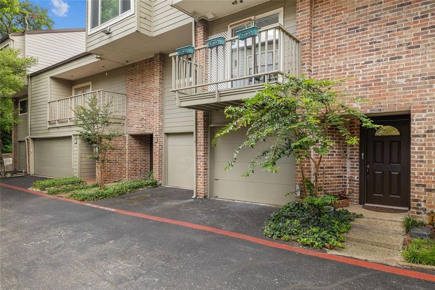 Imagine living right on the SoPac Trail that heads SE to White Rock! This quiet 28-unit property enjoys a prime location & superior HOA management that reflects that high ratio of owner-occupants! The attached 1-car garage leads right into this 3-story townhome-style condo that feels more like a home. The first floor features the entry hall, laundry & a huge home office suite! The extraordinary 2nd level includes a huge living & dining area with real hardwood floors, a wbfp & 2-story windows overlooking the recently reconstructed wood deck! Great kitchen, with huge pantry closet, features white cabinets & new sleek countertops + a coffee bar open to the living & dining. The 2 bedrooms on the 3rd floor include the primary with ensuite bath & walk-in closet, the loft guest bedroom & hall bath. Mingle at the community pool! Refrigerator & washer & dryer included. Close to Presbyterian Hospital & Northpark center, and just around the corner to Dallas Equestrian Center & Top Golf!  The house number at the front door is #18.