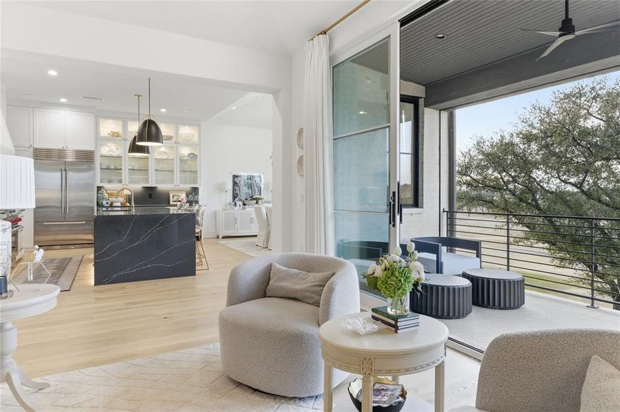 Stunning fairway-front villa in The Residences, the newest luxury enclave within the Nelson Golf & Sports Club in Las Colinas. This 3-bedroom, 3-bathroom, 3- car garage, single-level home offers 2,741 sq ft of modern architecture and designer finishes with sweeping golf course views extending toward the Ritz-Carlton.

Open-concept main level features a chef’s kitchen with professional-grade appliances, dramatic stone island, glass-front cabinetry, and seamless flow into living and dining areas highlighted by floor-to-ceiling windows and sliding glass doors. The primary suite includes a spa-inspired bath with freestanding tub, herringbone tile, glass-enclosed shower, and custom walk-in closet with built-ins.

Additional features include a private office, built-in wet bar with wine fridge, covered balcony overlooking the fairway, limestone façade, and private covered entry. Spacious 3+ car garage with finished floors.

Prime location with convenient access to the Ritz-Carlton, Nelson Golf & Sports Club, Las Colinas Urban Center, Toyota Music Factory, Lake Carolyn, and major corporate campuses. Low-maintenance, lock-and-leave living in one of Las Colinas’ most sought-after communities.