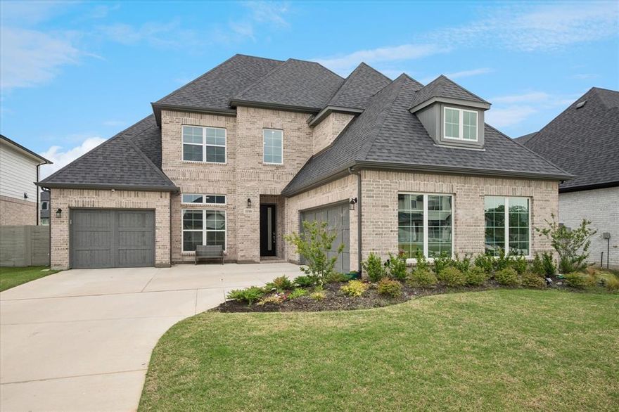 Exquisitely crafted by Taylor Morrison in 2024, this stunning residence is nestled within the highly sought-after Harvest community in Argyle ISD, offering 4 bedrooms and 4.5 baths. The home showcases soaring ceilings in the family room and an abundance of natural light, creating a bright and inviting ambiance throughout. The main level is thoughtfully designed with a private owner’s suite, a guest suite with full bath, a dedicated study, and an additional half bath, providing exceptional flexibility for both everyday living and hosting. The light-filled gathering room with dramatic ceilings flows seamlessly into a gourmet kitchen, complete with an oversized island and a separate prep kitchen, perfectly suited for effortless entertaining and daily convenience. Upstairs, the home continues to impress with two generously sized secondary bedrooms, each featuring en-suite baths and walk-in closets, offering comfort and privacy for family or guests. A spacious game room and a fully equipped media room provide the perfect setting for entertaining, relaxing, or movie nights, creating a versatile upper level designed for both leisure and lifestyle. Complete with a 3-car garage and access to Harvest’s exceptional amenities, this home offers a refined living experience in one of the area’s most desirable communities. Located just a few steps away, a picturesque lake and park offer a tranquil retreat, perfect for morning strolls or unwinding in nature.