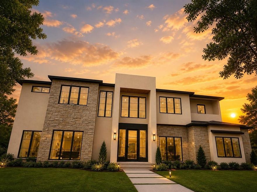 Scheduled for completion in May 2026, this striking modern new construction sits on a .8-acre lot in the prestigious Ridge Lakes community of Heath, offering elevated design paired with resort-style living. A refined stucco & stone exterior introduces the architectural detail found throughout. Inside, soaring 12 foot ceilings on the main level & 10 foot ceilings upstairs create an airy, light filled feel. The living room features dramatic 23 foot ceilings & a sleek gas fireplace. White oak hardwood floors, level 4 drywall, & refined modern detailing flow throughout. The chef’s kitchen impresses with a 10 foot stone island, white oak cabinetry, & an expansive butler’s pantry with extra sink, dishwasher, & built in wine bar. A private office & seamless indoor outdoor flow enhance everyday living & entertaining. The first floor primary suite offers a spa inspired bath with freestanding tub, oversized walk in shower with multiple heads & sprayers, built in sauna, & a 240 square foot custom closet. A secondary first floor bedroom with en suite bath & a full hall bath with backyard access provide ideal accommodations for guests & pool use. Upstairs, an open catwalk overlooks the living room & entry. Two en suite bedrooms occupy one wing, while a fifth bedroom with private balcony anchors the other, along with an upstairs living or game room, media room, & powder bath. All bedrooms feature walk in closets. Outdoors, enjoy a 560 square foot covered patio with fireplace, outdoor kitchen, & resort style pool. Additional highlights include post tension slab foundation, spray foam insulation, & pre wiring for audio throughout.