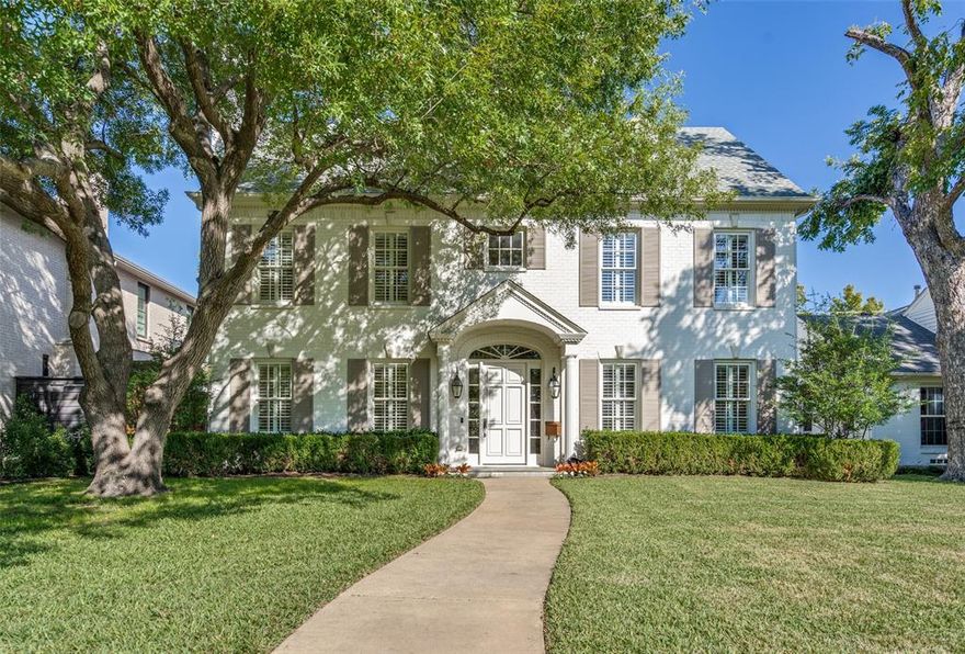Custom built 2011 by well known Sleepy Hollow Homes, this center hall traditional in Hyer Elementary is movein ready. Featuring a popular Park Cities center hall floorplan, it includes an open den,kitchen and breakfast combination with a fireplace and builtins.The living room features a fireplace, wide crown moldings and plantation shutters and the dining room is a generous 17ft long. The kitchen fits every chef requirements with center island, ample cabinetry, food pantry, double ovens &gas cooktop. Amenities on 1st floor  include a wet bar, powder room, outdoor covered porch & fourth bedroom and full bath.  Upstairs includes a 17by20 Primary bedroom and private bath with separate walk in closets,  2 more bedrooms with access to a Jack & Jill bath with separate vanities and sinks, and a laundry room. Also located on the second floor is a 12by12 bonus room which can be used as a play room, office or home gym. Hyer Elementary and Smith Park are within a short two block walk.