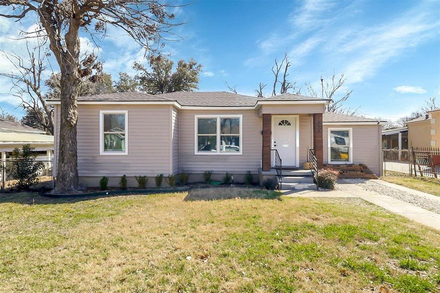 This charming and beautiful home has been remodeled and updated. It has an inviting open-concept living area, saturated in natural light, and features a stylish island that's perfect for hosting and entertaining. Step outside to a spacious backyard and you'll notice a lovely pear tree. This home is perfect for both recreation and relaxation. Nestled in beautiful Oak Cliff. Located just minutes from the vibrant Bishop Arts District, major highways, shopping, dining, and parks. This home offers the perfect blend of convenience and comfort. New roof installed about 1 year ago. A great opportunity to own a move in ready home. Don’t miss the chance to make this the place you call home.