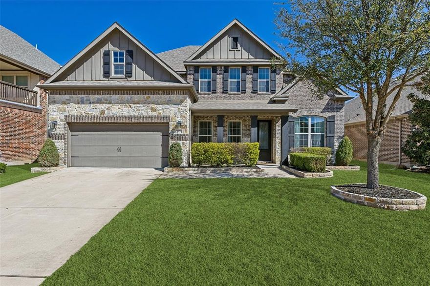 One-of-a-Kind Backyard Paradise in Trinity Falls! Welcome to this stunning two-story, one-owner home featuring a private backyard oasis with a custom in-ground swimming pool, spa, & separate outdoor living center—perfect for entertaining & relaxing. The spacious primary suite is truly impressive, offering a massive layout & beautiful views of the resort-style backyard. The main level features engineered flooring throughout, except in laundry room & primary bathrm. The family room showcases soaring ceilings that create an open, airy feel & make the space perfect for gatherings. Private study located at the front of the home could easily serve as an additional bedroom, complete with generously sized walk-in closet. Upstairs you’ll find 3 well-sized bedrooms & 2 full bathrooms. The large game room offers plenty of space for a pool table & other entertainment options. Just off the game room is a media room, ideal for watching the big game or enjoying movie nights. Adjacent to media room is a versatile exercise or bonus room with high ceilings & specialized flooring for workout equipment—easily convertible to another living space with carpet if desired. Step outside & experience the true highlight of the home: a stunning private backyard retreat. The oversized custom pool is perfect for fun & relaxation, featuring a unique built-in spa & a beautiful water feature. The expansive decking around the pool provides ample space for entertaining. A separate covered outdoor living center creates the perfect setting for enjoying warm Texas evenings. Located in the highly desirable Trinity Falls community, this 450-acre master-planned neighborhood offers exceptional amenities including two resort-style pools & clubhouses, fitness center, playgrounds, lakes for catch-and-release fishing, trike park, dog park, disc golf course, pickleball courts, & miles of scenic biking & walking trails. The award-winning Frazier Elementary School is conveniently located just a block away.