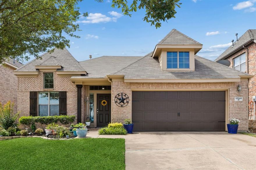Discover exceptional comfort, thoughtful updates & everyday convenience at 12548 Saratoga Springs Circle, a beautifully maintained two-story home in the sought-after Saratoga community in Northwest ISD. Built in 2006 & offering approximately 2,359 square feet, this move-in ready residence features 3 bedrooms, 3 bathrooms, flexible living spaces & a layout designed for entertaining & daily functionality. The open-concept design creates a seamless flow between the living area, dining space & spacious kitchen, making gatherings easy & comfortable. Exterior painted in 2025 & recent interior paint throughout much of the home enhances the bright, refreshed feel, while updated decorative lighting adds modern style & warmth. The primary suite offers a relaxing retreat with new carpet, an attached office or flex room, a spacious walk-in closet, & an upgraded ensuite bath featuring refinished counters, bathtub, shower surfaces & updated lighting. Large media or game room upstairs. Projector, receiver & surrond sound speakers can convey. Secondary bedrooms & guest areas provide flexibility for remote work, hobbies, fitness, or additional lounge space. The kitchen delivers abundant cabinet storage, generous prep space, granite countertops & convenient access to the main living areas for easy hosting & everyday use. Outdoors, the added rock patio creates an inviting place to relax, dine, or entertain, while the new fence enhances privacy & functionality. Additional highlights include a sprinkler system, attached two-car garage & attractive curb appeal. Residents enjoy access to community amenities including a neighborhood pool, parks, playgrounds, walking trails & biking trails, with the pool located within walking distance. The neighborhood school is conveniently located nearby & shopping centers, grocery stores, dining & major commuter routes are all easily accessible. This updated Northwest ISD home combines location, comfort & modern improvements in one appealing package.