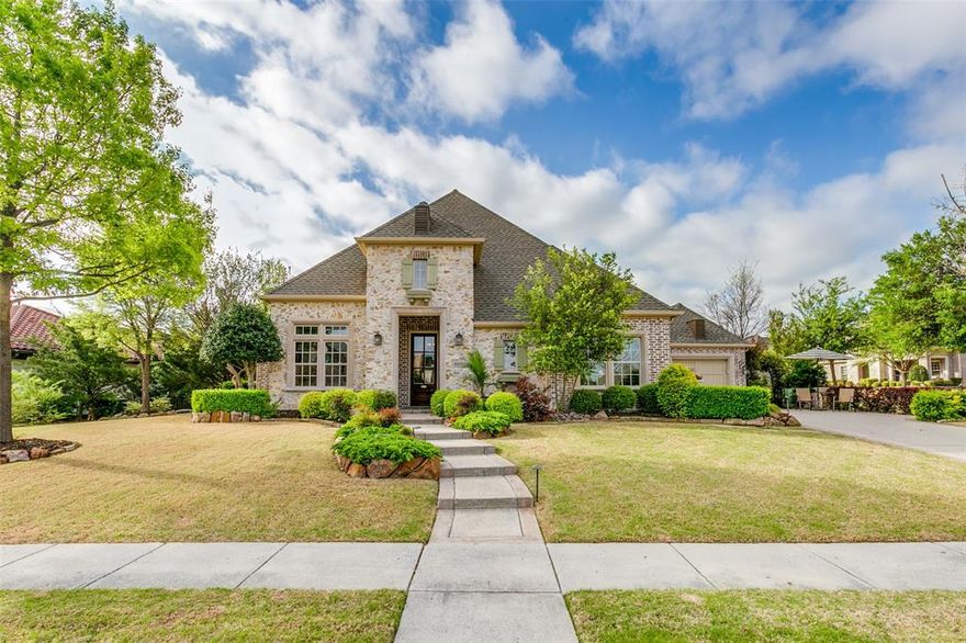 Welcome to this stunning one-story Darling Home in the highly sought-after community of Whitley Place. Perfectly positioned on a spacious lot, this beautifully maintained 4-bedroom, 3-bath residence with a 3-car garage captures attention from the moment you arrive—with serene pond views greeting you right from the front. Step inside to discover a thoughtfully designed floor plan that blends comfort and functionality, all complemented by evident pride of ownership throughout. Natural light fills the living spaces, creating a warm and inviting atmosphere ideal for both everyday living and entertaining. Out back, your private retreat awaits. Surrounded by mature trees and lush, vibrant landscaping, the backyard offers a peaceful escape—perfect for relaxing evenings or hosting gatherings with friends and family. Residents of Whitley Place enjoy an exceptional lifestyle with access to scenic walking trails, tranquil ponds, resort-style pools, and beautifully maintained parks. Zoned to top-rated Prosper ISD, including Walnut Grove High School, and benefiting from no MUD or PID taxes, this home delivers both luxury and value. This is truly a must-see property—don’t miss your opportunity to call it home.