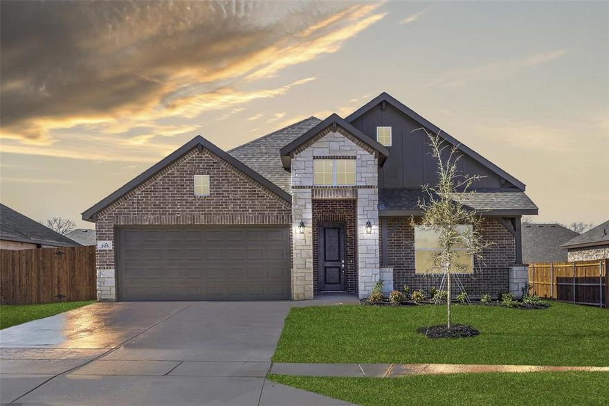 MLS# 20444550 - Built by Antares Homes - Ready Now! ~ Covered Patio! Wood Look Tile Flooring! This open-concept home is perfect for entertaining! Step inside from the covered front porch and the foyer welcomes you into your home. The kitchen will not disappoint, a space designed to be the hub of the home. With ample storage and counter space, stainless steel appliances, an 11ft island with pendant lights, granite countertops, and a large walk-in pantry. The exclusive master suite is set back from the family room, providing parents optimal privacy and relaxation at the end of each day. Enjoy a large room with vaulted ceilings. The adjoined master bathroom is complete with a dual sink vanity, a separate walk-in shower, a large garden tub, and a spacious walk-in closet. Two additional bedrooms are housed in their own wing, making them perfect for kids or guests. This home has it all!!