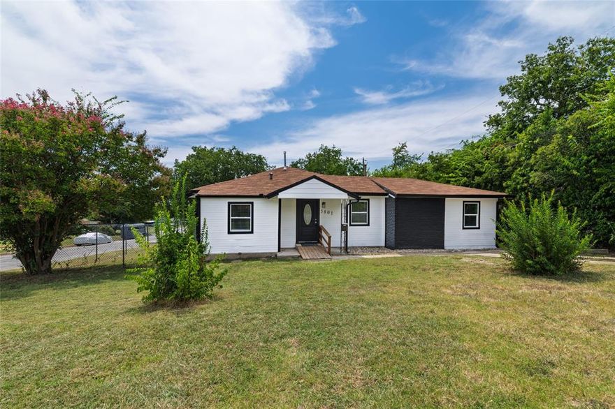 This completely renovated home, a 3-bedroom, 2-bath, blends modern upgrades with a warm, inviting feel, is perfect for comfortable family living. From the welcoming entryway, the crisp black-and-white exterior, along with the brand-new windows, sets the tone for the light-filled interior. Every detail has been refreshed, including new electrical, plumbing, and finishes throughout the home.
The spacious living room, enhanced with crown molding and an abundance of natural light, flows seamlessly into the updated eat-in kitchen. Here you’ll find a pantry, sleek quartz countertops, new appliances, and durable luxury wood-grain vinyl flooring that extends throughout the home.
The thoughtful split-bedroom layout features two secondary bedrooms, with a full bath located between them, on one side of the home. The private primary suite is located on the opposite side and features a large closet and a stylish en-suite bath. Just off the primary suite is a convenient laundry room with exterior access.
Outside, the large yard offers a clean, open landscape ready for your personal touch. See the transaction desk for impressive before-and-after photos of this remarkable transformation.