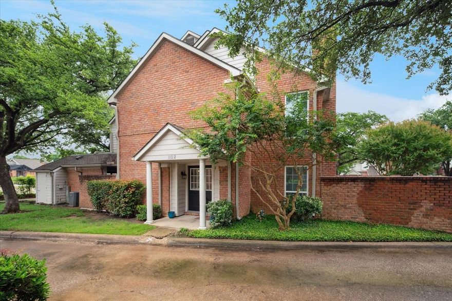 Welcome to 4050 Frankford Road #1102, a beautifully updated 2-bedroom, 2.5-bath, 2-story condo situated in a prime North Dallas location within the highly rated Plano ISD. The current owner spent over $60,000 renovating and updating this beautiful home. With a functional floor plan, large spacious living and dining areas, and charming courtyard, this home is perfect for entertaining or unwinding after a long day. The kitchen features new cabinets, stainless steel appliances, quartz countertops, subway brick backsplash and a counter height breakfast bar (all in 2022 renovation). The kitchen flows seamlessly into the main dining area which is open to the living space complete with a fireplace and French doors leading to the charming courtyard. LVP flooring can be found throughout the entire home and a beautifully updated staircase (2023) is open and visually pleasing. Upstairs, the primary bedroom offers en-suite bathroom (new 2022), providing comfort and privacy. A second bedroom and nearby bath (new 2022) are close to the upstairs full-sized laundry closet. Enjoy peace of mind with a new roof installed in 2020 and an attached 2-car garage. This property is ideally located with quick access to the President George Bush Turnpike and the Dallas North Tollway, making commutes and travel across the metroplex a breeze. Just minutes from shopping, dining, and entertainment, this condo delivers convenience, comfort, and low maintenance living in an unbeatable location. Patio by garage features an attached shed and a breezeway perfect for your outdoor grill. HOA pays for trash making homeownership even easier.