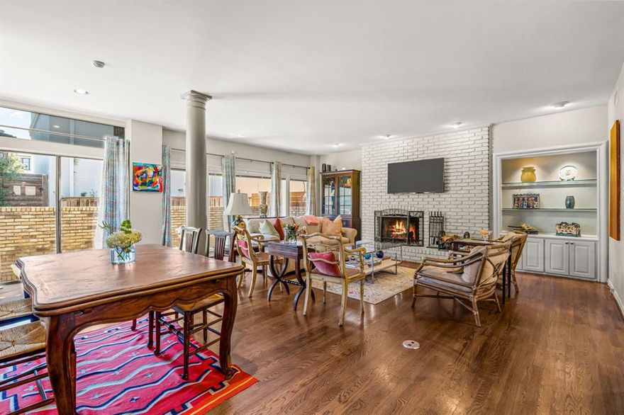 Nestled in the heart of West Fort Worth behind the gates of Highland Park is this wonderful two bedroom, two and one half bathroom townhome with style and sophistication. The conveniently located neighborhood offers privacy, walkability, and community, plus a refreshing pool just steps from the townhome’s backdoor. Multiple outdoor living spaces make this townhome truly unique. The turfed and fenced front yard allows for play for both pets or visitors. Inside, the first floor was updated in 2017 to provide open floor plan that still feels intimate and cozy with a large, wood-burning fireplace, warm hardwood floors, and an elegant kitchen with large island. Upstairs, a gracious primary suite with private balcony, sitting area, dual closets and sinks provides a welcome retreat from a day’s work. An additional guest bedroom and full bathroom complete the second floor. Easy parking in carport or additional outdoor space. The exterior has been freshly painted giving extra shine to this unique property.