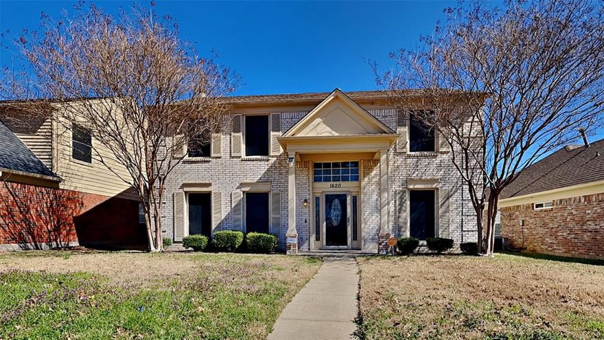 Welcome to this charming two-story home nestled in a friendly neighborhood close to the local school, shopping, and restaurants. Upon entering the foyer, you’re immediately struck by the openness of space, fresh paint, new carpet, laminate wood-like flooring, and modern updates! Formal dining is on the left with easy access to the kitchen. The kitchen boasts stainless steel appliances including a refrigerator, granite, good counter space, and a cozy breakfast area. Spacious living room with a fireplace perfect for relaxing. A guest bedroom is on the ground floor providing privacy and flexibility, and would make a great home office too. Heading upstairs you will find the owner’s retreat with three additional bedrooms. The owner’s retreat is spacious, complete with a walk-in closet, soaking tub, granite, and a separate shower. Outside, the backyard has a great patio and storage shed!
