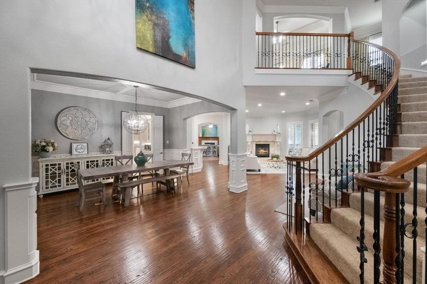 Live your best life in Colleyville’s well loved and sought after Shalimar neighborhood! This lovely neighborhood features a gated entrance, multiple fountains, a shaded walking promenade & direct access to the Cotton Belt hike & bike trail. From the moment you step into this gorgeous custom home you will be swept away by the beautiful custom designs & the views of your own backyard oasis. Imagine your summer days in this backyard with your huge sparkling pool, hot tub, large covered patio with full outdoor kitchen. Spend your evening in your beautiful backyard snuggled up next to your wood burning fireplace that features gorgeous Austin stone. You will love to entertain in the chef’s kitchen and the upstairs game room. Spend your weekends exploring the Pleasant Run Park that is directly next to your new neighborhood. You will love the short drive to Lake Grapevine and Southlake Town Square.