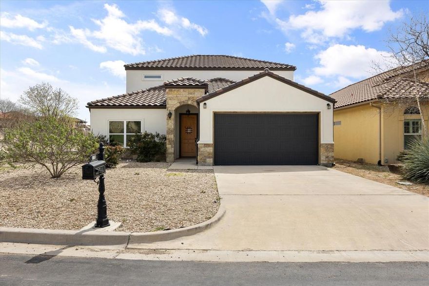 Imagine yourself sitting on your balcony overlooking a small valley, some city lights and listening to the ribbits of the frogs in the pond of your greenbelt. This Mediterranean , tiled roof stucco home sits in the picturesque quaint subdivision of Tuscan Village in Glen Rose, TX.   This home is full of custom features such as custom beamed ceilings, custom cabinetry and trim package with the master suite having a custom trimmed wall.  The master ensuite houses his and her separate closets, garden tub and separate glassed in shower. Granite countertops on every surface and the house efficiency
rounds out with foam insulation as well as SS Energy Star appliances and a separate mechanical room with 2 hot water heaters.  The upstairs houses a two large bedrooms, game room as well as a dry bar which opens up to the upstairs balcony. A community pool as well as club house is available for larger scale entertaining. With a 5 bedroom flexible floor plan, this house is great for families with children  or retirees with visiting grandchildren. Must see to believe.