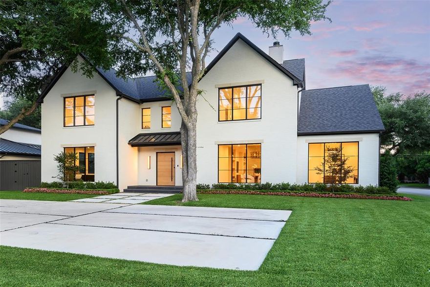 Welcome to this exceptional, fully renovated modern farmhouse sited on a prized .41 acre corner lot in one of Dallas' most prestigious neighborhoods- Preston Hollow. Originally built in 1951 and reimagined with an effective year of 2010 per DCAD, this approximate 5800 square foot residence blends timeless elegance with modern sophistication for the ultimate in upscale living. The light-filled open concept floor plan showcases elevated finishes and thoughtful design throughout, including a statement fireplace that anchors the inviting living space. The downstairs primary suite offers a private sanctuary complete with a spa-inspired bath and serene views of the inviting backyard and pool. The chef's kitchen is a culinary treat, featuring Wolf stainless steel appliances, Subzero refrigerator, sleek cabinetry, and an expansive island perfect for gathering. Outside enjoy resort style amenities including a sparkling pool, fire pit, outdoor kitchen and covered living area- an entertainer's paradise, family compound and private retreat all in one. Located on one of Preston Hollow's most coveted tree-lined streets, this gorgeous transitional style home offers luxury, comfort, and location without compromise.