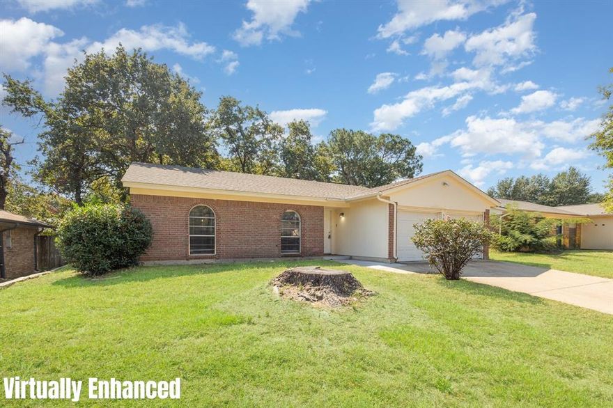 Welcome to this 3 bedroom 2 bath one-story home in the heart of Arlington TX. The brick fireplace is the centerpiece of the cozy living room.  The galley-style kitchen is equipped with white cabinets and granite countertops and includes a breakfast area. The backyard has a spacious deck ideal for entertaining.Main building square feet is 1,303 and the garage which the tax assessor still has it as enclosed is 475 sqft a total of 1,778. However the garage is now converted back into a garage.