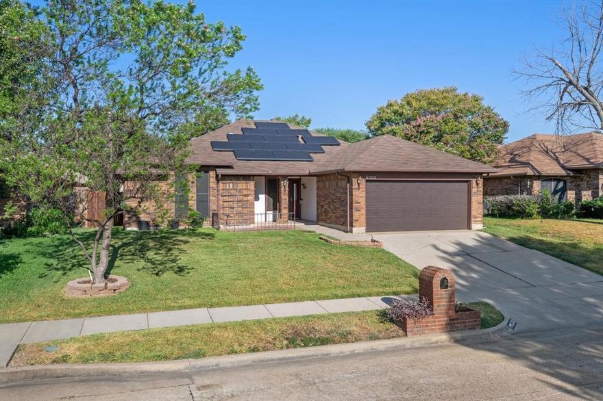 Great schools and great location! This well cared for home is move in ready and waiting for a new family to love. The spacious living area features beautiful hard flooring and large windows that flood the space with natural light, while the kitchen is equipped with stainless steel appliances and granite countertops. The master bath offers, dual vanities, walk in shower, separate bathtub and double walk-in closets. The quaint backyard has large covered patio, extended deck with dining table, and shed with electricity. Solar panels on roof offer lower energy bills. Solar panel 25 year lease with Sunnova has been paid through 2046. Panels will be transferred from seller to buyer through Sunnova and buyer must pay $250 transfer fee and continue contract with Champion Energy. NEW ROOF JUNE 2025.