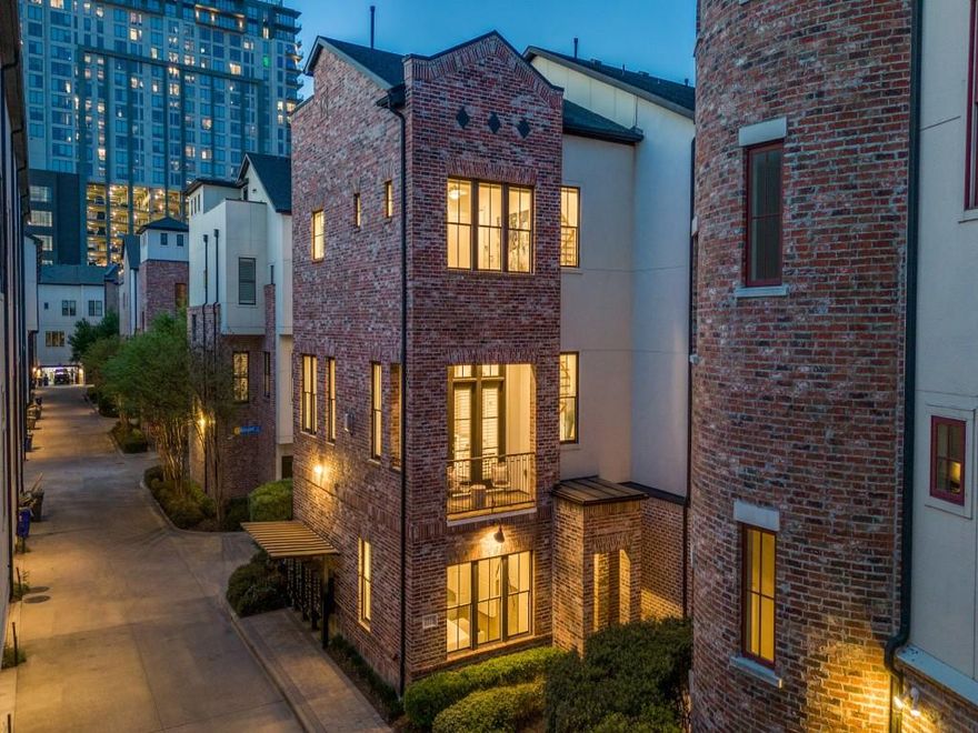 Breathtaking Updated Beauty in the coveted Farmers Market. Stunning Architecture with a Magnificent four story Open Well Staircase that showcases this spectacular corner property. It sits on a Beautiful courtyard that leads up to the gated community pool! The Foyer which opens up to the custom foyer mudroom cabinetry  and a great California Custom Wine closet. The first-floor bedroom with an ensuite bath and large walkin closet could easily be a second living. The stunning Open Well staircase leads you up to the 2nd floor living area with great 12 ft ceilings. Lovely living room with a fireplace and beautiful balcony that overlooks the beautiful courtyard. The updated gourmet kitchen with quartz countertops, ss appliances ,island, custom cabinetry and pantry. Also the delightful dining room which is open to the living room and kitchen. The Primary bedroom has a great sitting area and a sensational primary bathroom with separate shower, jetted tub, separate vanities, marble countertops. Two Custom walkin closets, a California Closet and a second custom closet. The third floor bedroom has a large walkin closet and ensuite bathroom. Can easily be an office. Also the full laundry room is off the hallway.  Many more amenities!