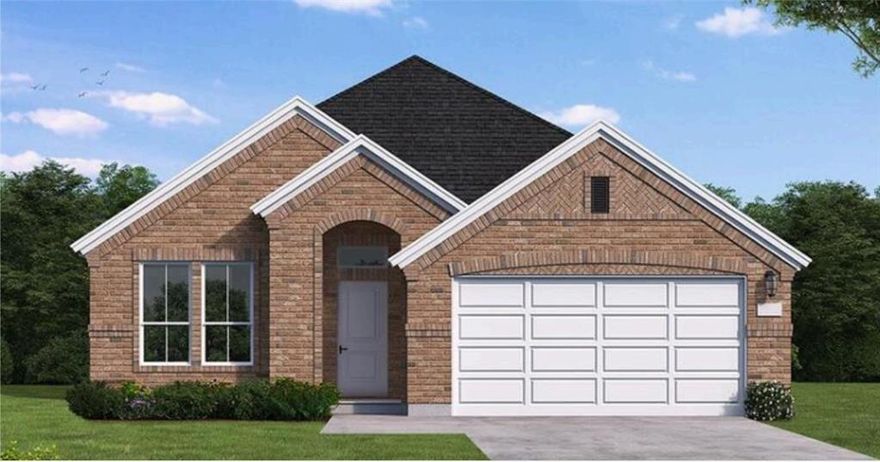 MLS# 20916591 - Built by Coventry Homes - Const. Completed Nov 28 2025 ~ Step into style and comfort with this stunning 4-bedroom, 2-bath home featuring a dedicated study and over 2,000 sq ft of living space—designed to be the perfect fit for modern living. From the moment you arrive, the 8-ft, 6-panel wood and glass front door welcomes you with warmth and charm. A dramatic 12-ft pan ceiling sets the tone for the expansive open floorplan, where luxury vinyl plank flooring flows seamlessly through the great room, open kitchen, and dining area. Gather around the cozy fireplace or unwind beneath the stars on your covered back patio—ideal for quiet nights or entertaining guests. With neutral tones throughout, this home is elegant and offers timeless appeal for any style. A true shopper-stopper that won't last long—don’t miss your chance to see it today!