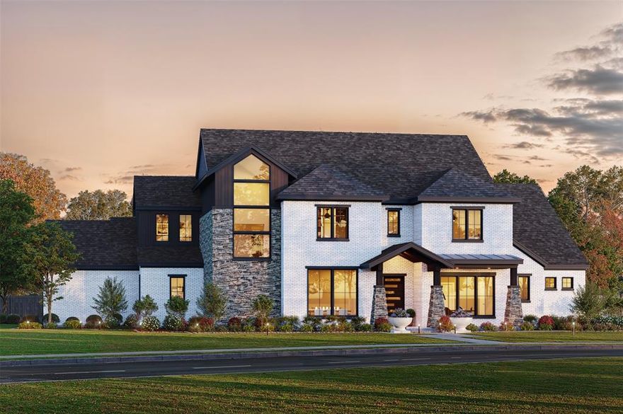 Ron Davis Custom Homes presents this stunning two-story Luxury Craftsman home, featuring a sleek modern painted brick exterior with stone accents and rich stained wood trim, blending contemporary elegance with rustic charm. Grand 10ft ceiling Foyer leading to an Open Concept Living Area with a 72 inch Modern Linear Fireplace transitioning seamlessly to a well-appointed Gourmet Kitchen and Morning Room with 2 walls of windows creating a Spacious Light Filled Interior. The Gourmet Kitchen features a Large Island, Elegant Natural Stone Countertops, Custom Modern Cabinetry, Professional Series Wolfe and Subzero Appliances, Walk in Pantry, Butler’s Pantry with sink. Elegant Custom French Doors off the Living Area lead to an Outdoor Covered Veranda Overlooking the Sparkling remodeled modern pool with tanning ledge and Private Backyard backing to a greenbelt.  Off the Grand Foyer is a private Study or Guest Suite with double doors for a discreet space for work. Upstairs is a Game Room with Wet Bar and a Spacious Bonus Room plus 3 more Bedrooms each with a Private Bath and Walk in closet. The downstairs Primary Suite is a private retreat with a wall of windows overlooking the sparkling pool. It features a spa bath with a separate tub and shower, his and hers vanities, plus an oversized wardrobe with custom shelving.