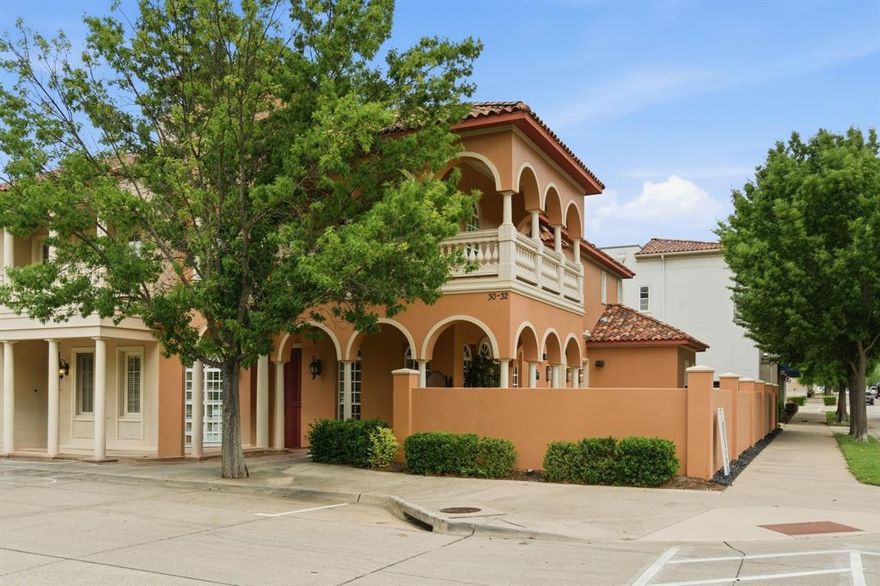 Welcome home to this beautifully maintained, one-owner custom townhome with a private pool and heated spa, ideally located in the charming Village of Colleyville. Quality finishes shine throughout, including a sweeping staircase, wraparound porch and balcony, hardwood floors, plantation shutters, and fresh interior paint. The updated kitchen is designed for both everyday living and entertaining, featuring an oversized island with seating for six, double ovens, gas cooktop, farmhouse sink, and luxe quartz countertops. The spacious primary suite offers a cozy two-sided fireplace and a generous sitting area, perfect for relaxing or working from home. Thoughtful main bedroom upgrades include a wet bar and coffee station, built-in beverage refrigerator, and custom shelving, all complemented by abundant natural light. The updated primary bath features dual sinks, a large soaking tub, fireplace, and an oversized walk-in closet with ample linen storage. Upstairs, you’ll find a versatile layout with a workout room, media or flex space, dedicated laundry room, and a full bath. Adding exceptional value is a turnkey, fully furnished one-bedroom apartment with a private entrance and garage. Complete with a full kitchen and washer dryer, the unit is leased through March 2027, generating $1,600 per month in income. This elegant and unique home blends old-world charm with modern comfort, all within walking distance to dining, seasonal events, and park gatherings. Enjoy nearby upscale shopping, including boutiques, home décor, floral shops, salons, and more. The HOA offers resort-style amenities, including a pool with an updated cabana and a full fitness center. The Village is a vibrant yet quaint community, perfect for both living and entertaining.