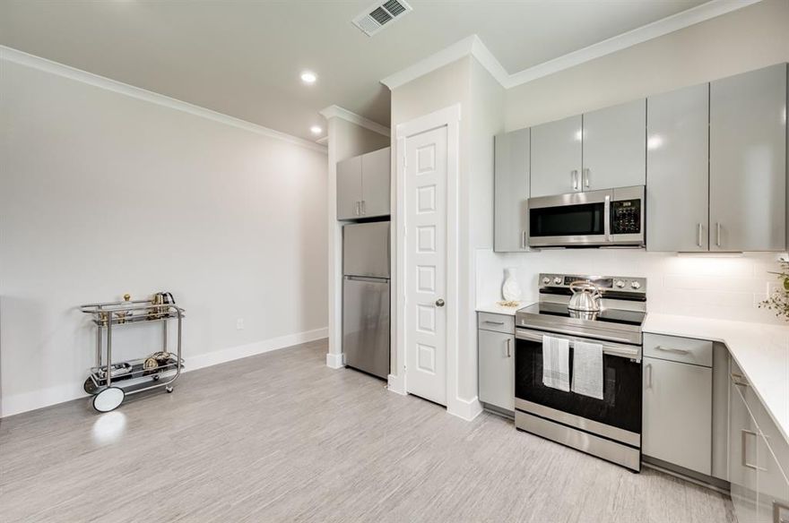 Masterplanned Luxurious Leasing community in McKinney ISD. This 2 bedroom, 2 bath, One car garage with one car carport and fenced in private yard with lawn care included. AT&T All-Fiber GigaPower Internet, Large walk in closets with custom shelving, wood plank flooring, granite in all wet areas, doggie doors.  Double sinks in baths. Smart appliances. Private cabanas by the resort style swimming pool, beautiful community walking trails, 24-7 Interactive Fitness Center with Streaming Cardio, Free Weights, Strength & Crossfit Station, Massive Ten-Acre Private On-Site Central Park, Luxurious Social Clubroom with HDTV Entertainment, Game Room and Billiards, Private Tanning Facility, 24-7 Emergency Maintenance Service, Separate Walk-In Showers with Rainwater Shower Heads, Radiant Barrier Roofing & Extensive Insulation, Double-Pane Windows, Individual, First-Floor Entrance with No Adjoining Homes Above or Below. All properties are for current day leasing prices not future leasing dates.