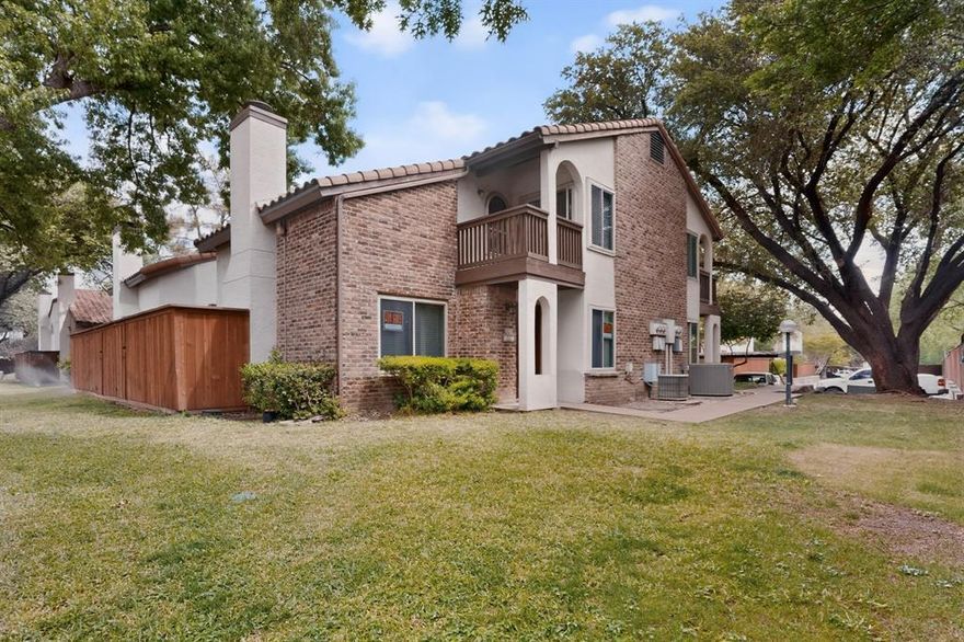 MOTIVATED SELLERS.Charming 2 bedrooms 2 bathrooms Mediterranean style villa in a gated and secure community.  Featuring New Vinyl plank  flooring in living room,dining room,master bedroom and the entire second floor.Additional room upstairs can use as an office with a closet and additional storage space.  The interior has vaulted ceiling and wood burning fire place.  Upstairs has a private balcony for you to relax.  The low maintenance  backyard has a new patio covering and great for entertaining. One covered carport space. Close to Galleria mall,restaurants,and easy access to highways.  HOA covers water,sewer trash and outside maintenance. Minutes to Galleria, Addison shops and restaurants. Easy access to DNT,75&635.  15 minutes to Downtown Dallas. Community offers a pool and club house. Ready to move in.