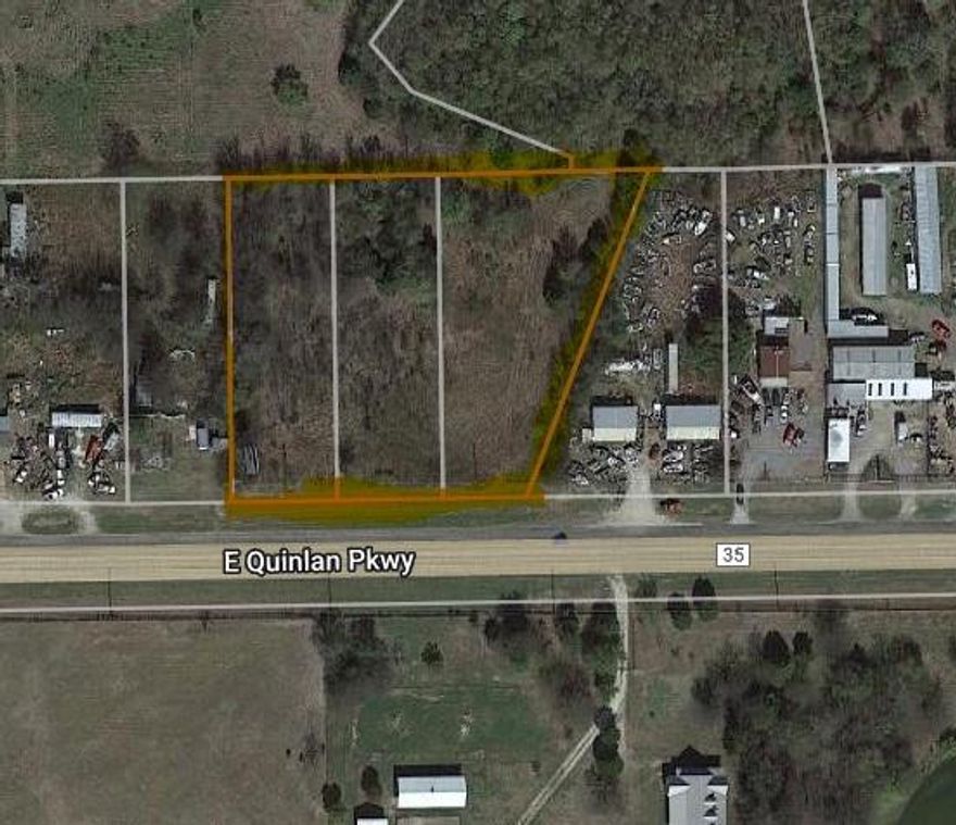 Approximately 2 acres located on busy Highway 276  in Quinlan and not far from other commercial businesses and Lake Tawakoni. All  information is approximate, buyer and buyer's agent to verify.