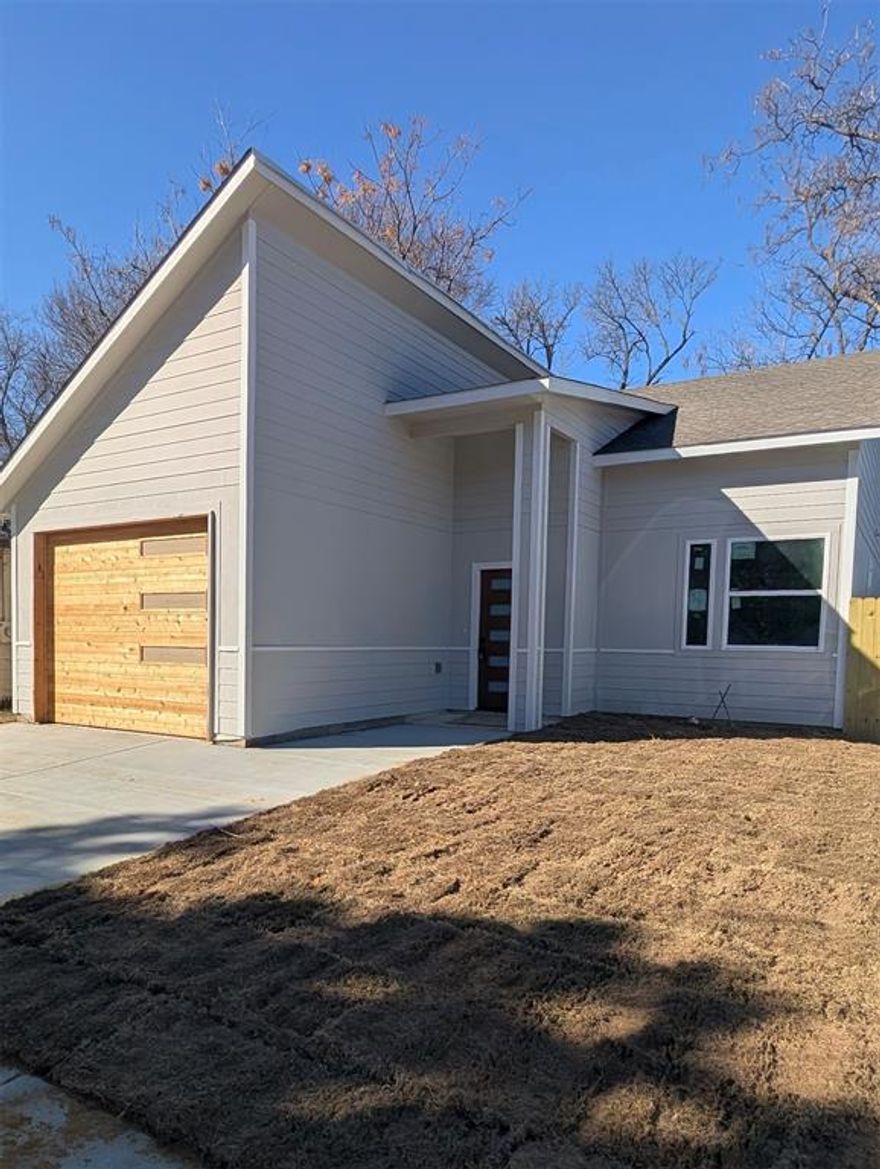 This is a beautifully built new home with a modern look and lots of upgrades. The home features three bedrooms including the primary suite two finely designed full bathrooms with all the bells and whistles and a one car wood garage as a beautifully added accent to the front elevation of the home. The home offers the sought after open family friendly floor plan that is great for natural light flowing and plenty of entertaining space. It boast ceramic tile flooring in the common areas of the home with granite countertops throughout and comfortable carpeting in the bedrooms. The primary bedroom has an oversized walk in closet with an outstandingly designed bathroom suite with dual sinks LED lighting a phenomenal walk-in shower with a lovely stand alone tub. Don’t miss this one see it today!